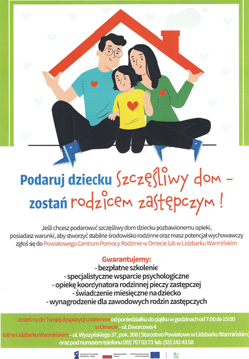 Plakat zachęcający do zostania rodzicem zastępczym